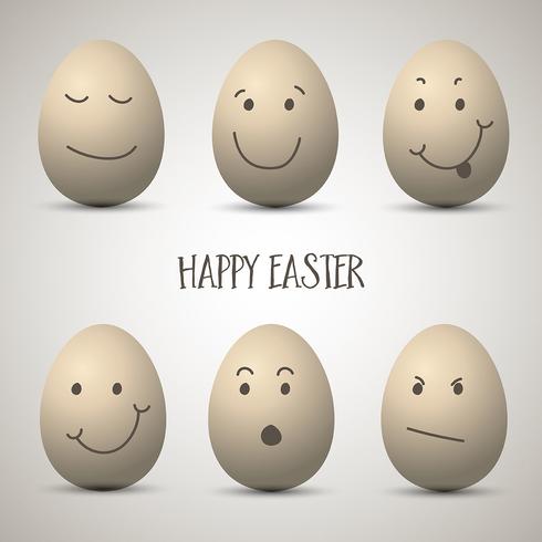 Easter eggs with hand drawn faces  vector