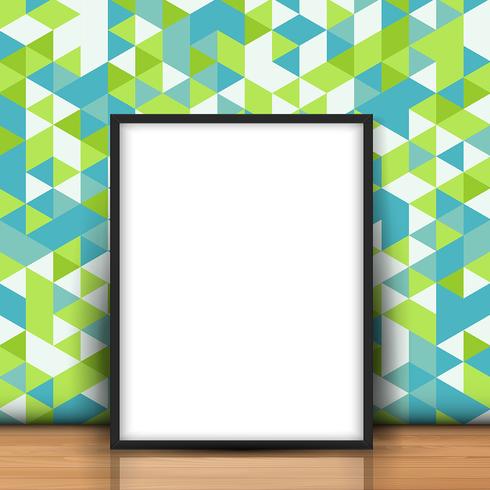 Blank picture leaning against a retro wall  vector