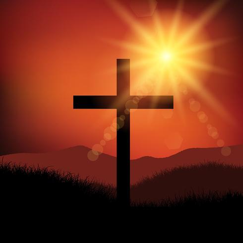 Easter Friday cross landscape  vector