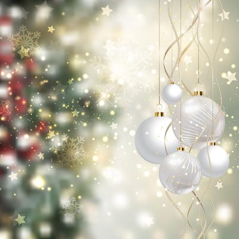 Christmas background with baubles  vector