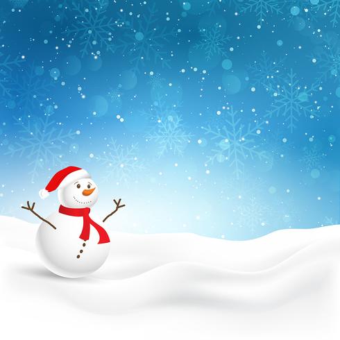 Christmas background with cute snowman vector