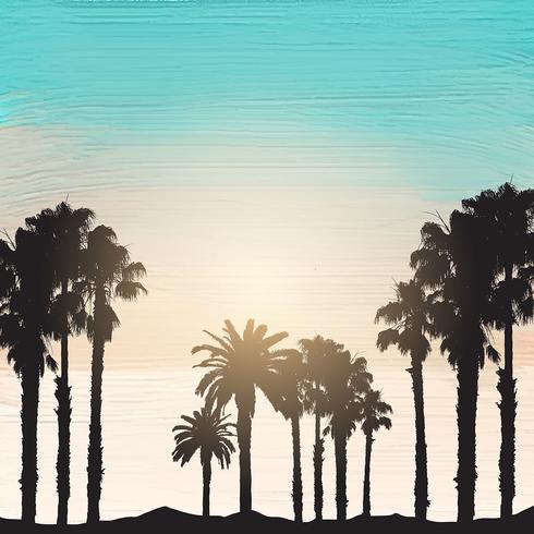 Palm trees on an acrylic paint background vector