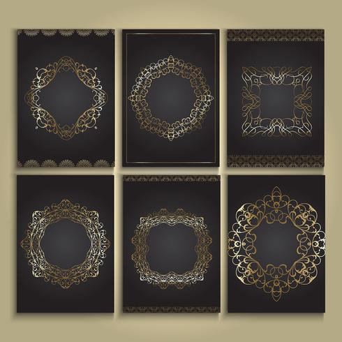 Oro decorativo y fondos negros. vector