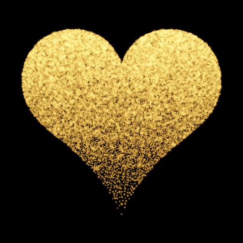 Gold sparkle heart background vector