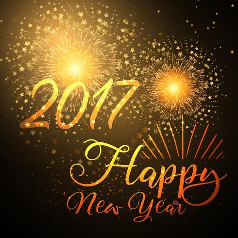 Happy New Year background with fireworks design  vector