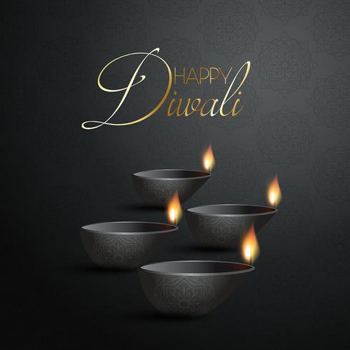 Fondo decorativo de lámpara diya para diwali. vector