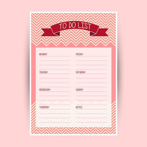 Weekly to do list vector