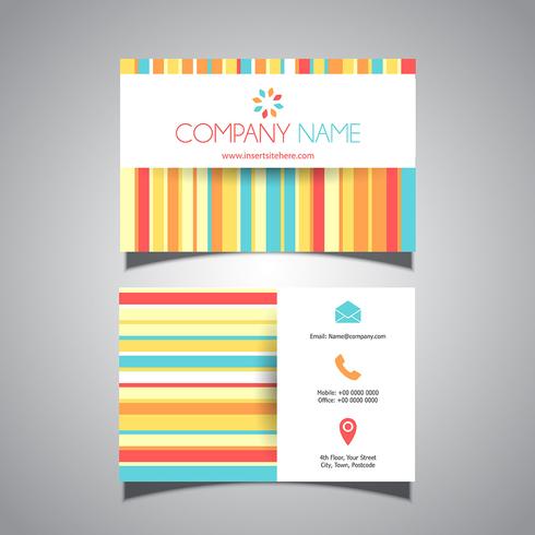 Striped colourful business card design  vector