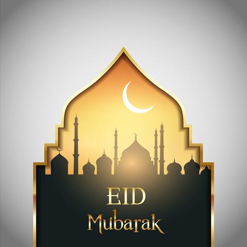 Fondo de paisaje Eid Mubarak vector