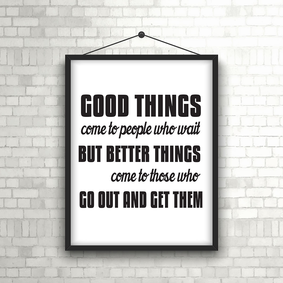 Inspirational quote in picture frame on brick wall 210003 Vector Art at