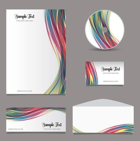Business stationery layout with wave design vector