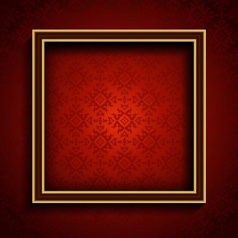 Old picture frame on red damask background  vector