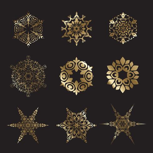 Golden snowflake designs vector