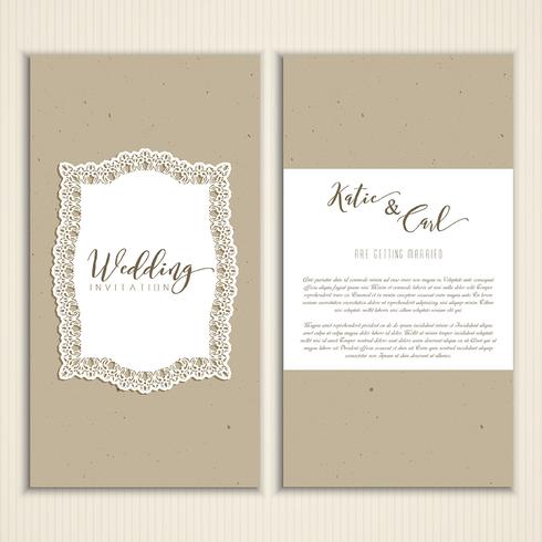 Cardboard style wedding invite  vector