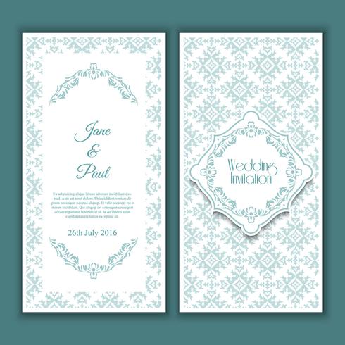 Decorative wedding invitation design vector