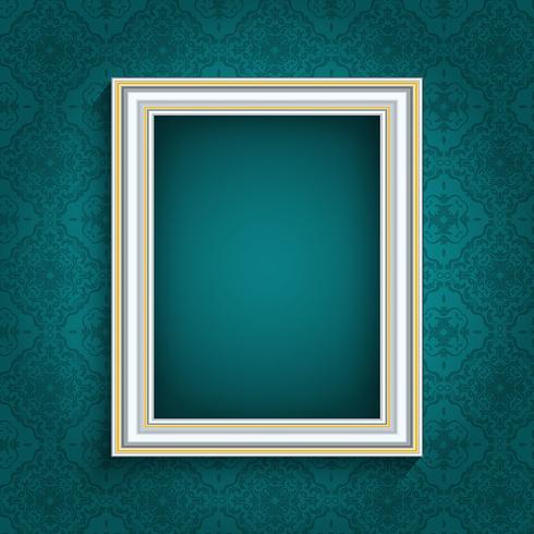 Picture frame on vintage wallpaper  vector