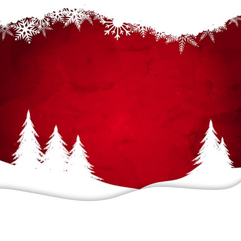 Christmas landscape on watercolour background vector