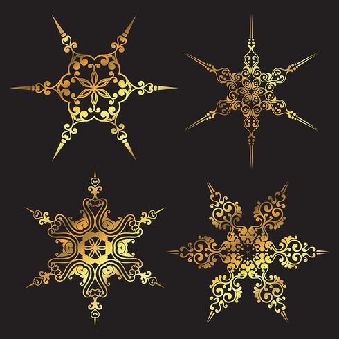 Golden snowflake designs vector