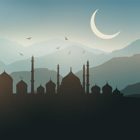 Fondo de paisaje de Ramadán vector
