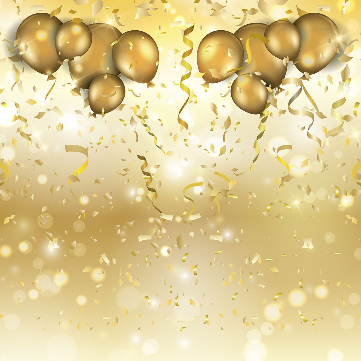 Gold Balloons And Confetti Background 210357 Vector Art At Vecteezy