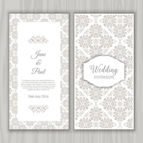 Diseño decorativo de invitación de boda. vector