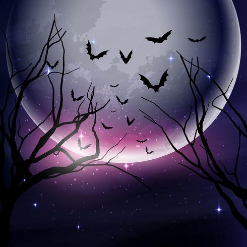 Halloween night sky background vector