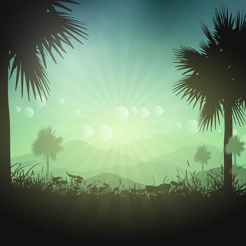 Palm tree landscape vector