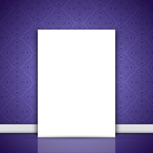 Blank canvas leaning on purple wallpaper  vector