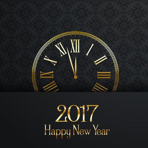 Feliz año nuevo reloj de diseño vector