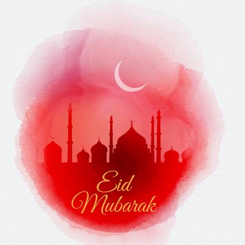 Watercolor Eid Mubarak background vector