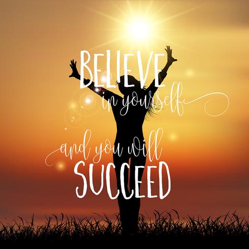 Inspirational quote background with joyous female vector