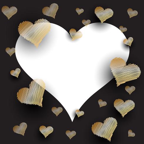 Scribbled hearts background vector