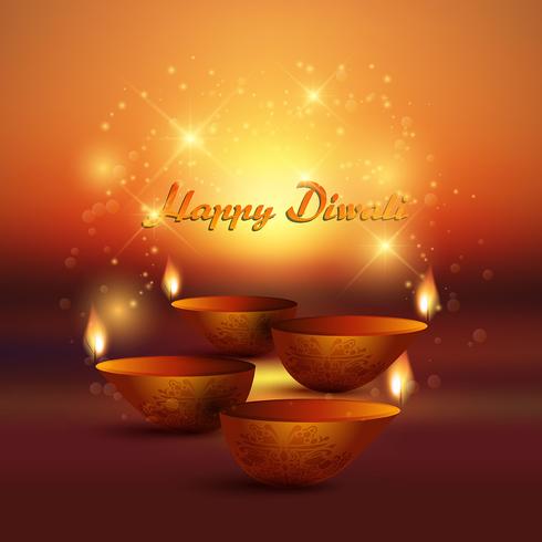 Fondo de Diwali con lámpara de aceite ardiente vector