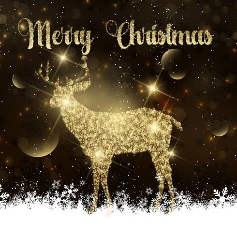 Christmas background with glittery deer vector