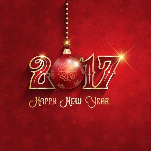 Happy new year background with hanging bauble vector