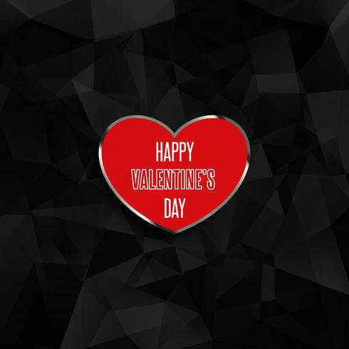 Valentine's day heart on low poly background  vector