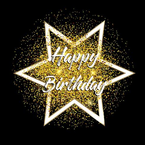 Gold glitter happy birthday background  vector