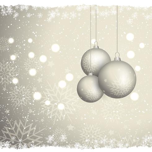 Christmas bauble background with snowflakes vector