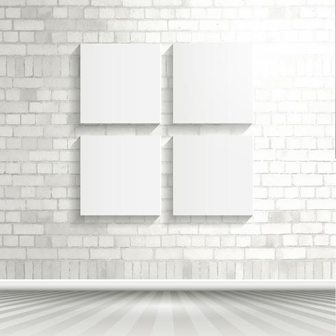 Blank canvases on brick wall  vector