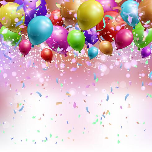 Balloons, confetti and streamers background  vector