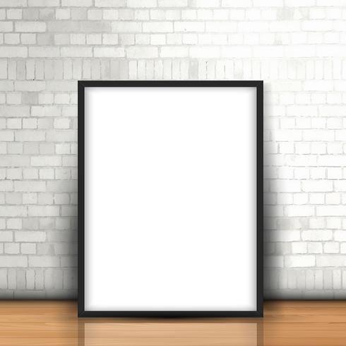 Blank picture leaning against a brick wall vector