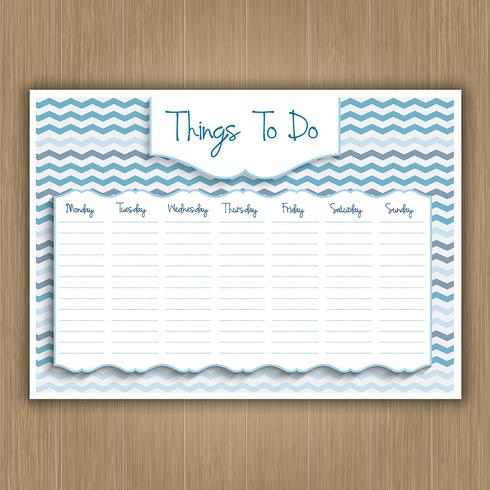 Things to do weekly planner vector