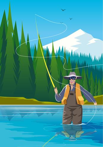 Fly Fisherman vector