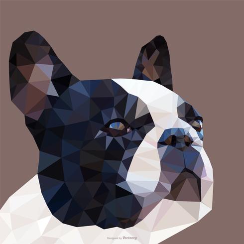 Retrato abstracto del dogo francés en diseño del vector de Low Poly