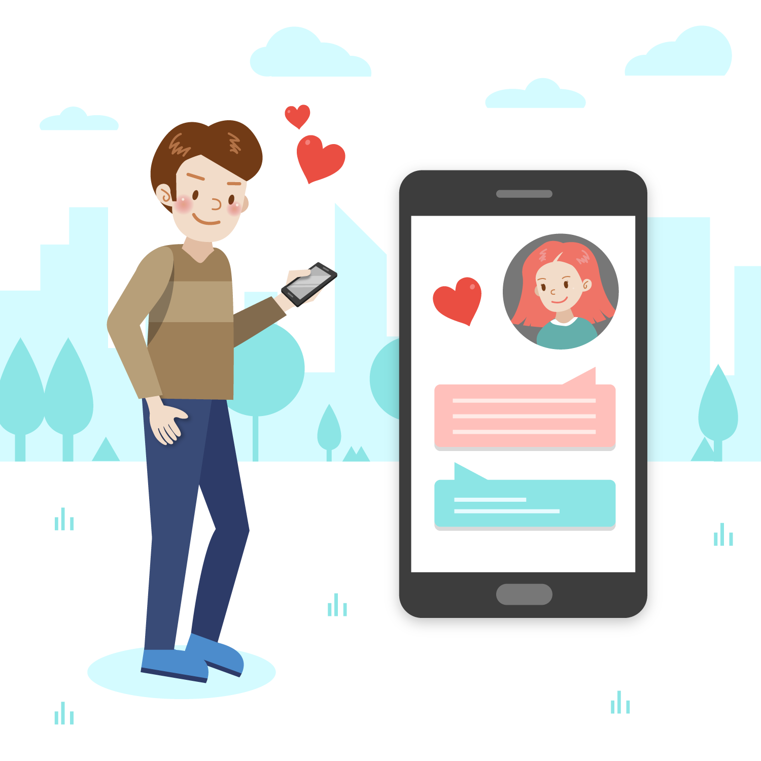 Online dating and messaging illustration - Download Fre…