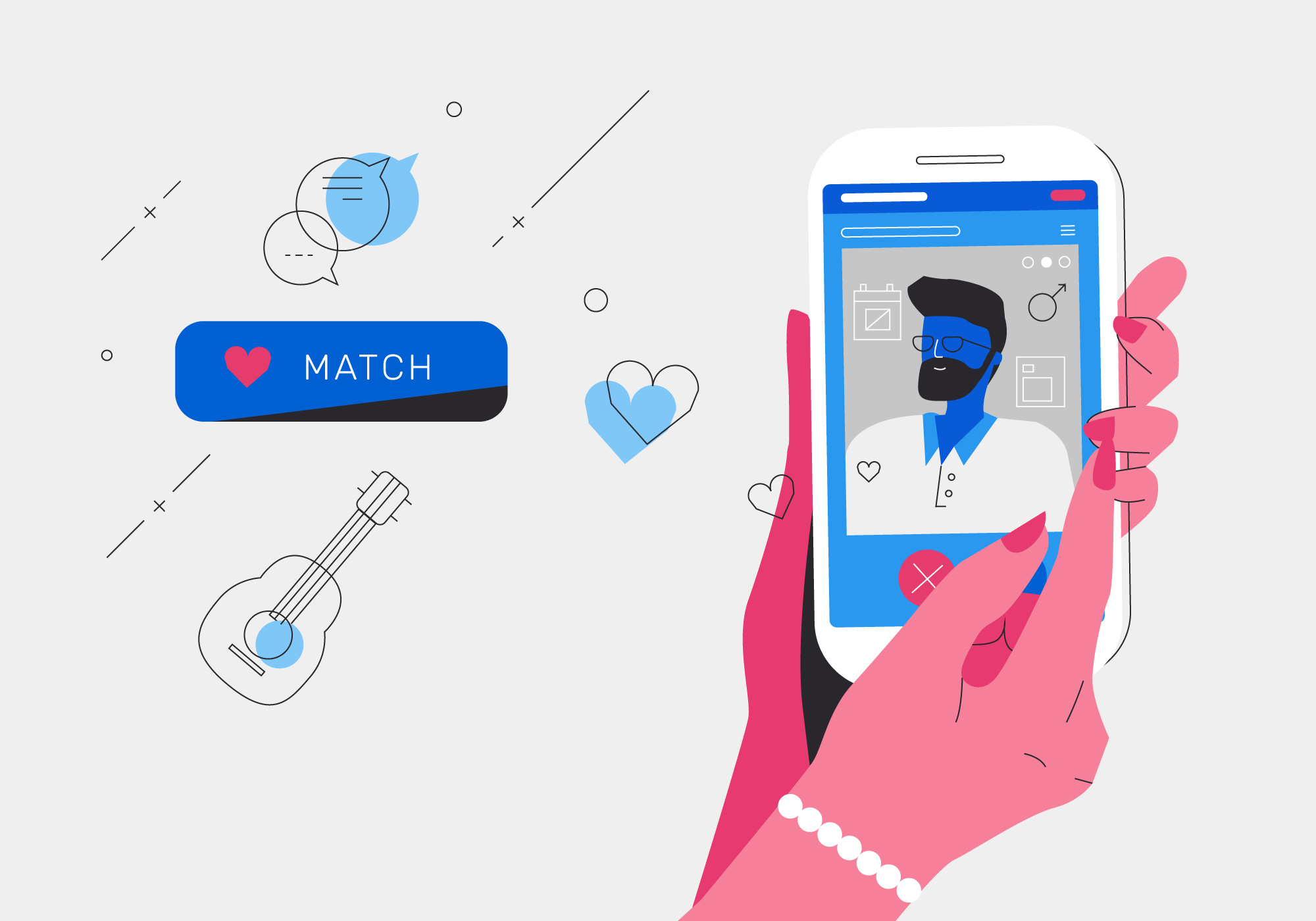 Online Dating Apps Getting Match With a Man Vector ...