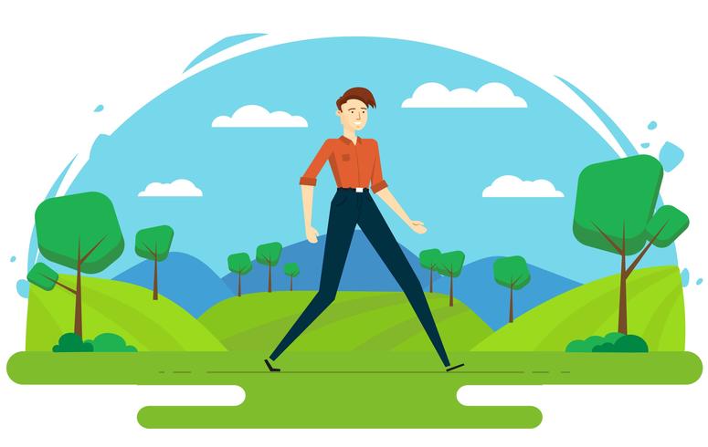 Vector ilustración de personaje con paisaje