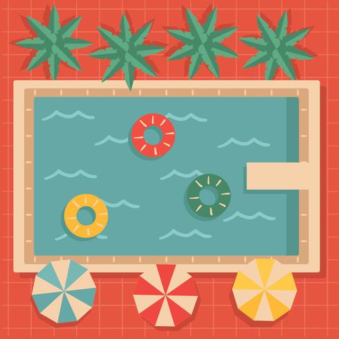 Vintage Swimming Pool Top View Vector