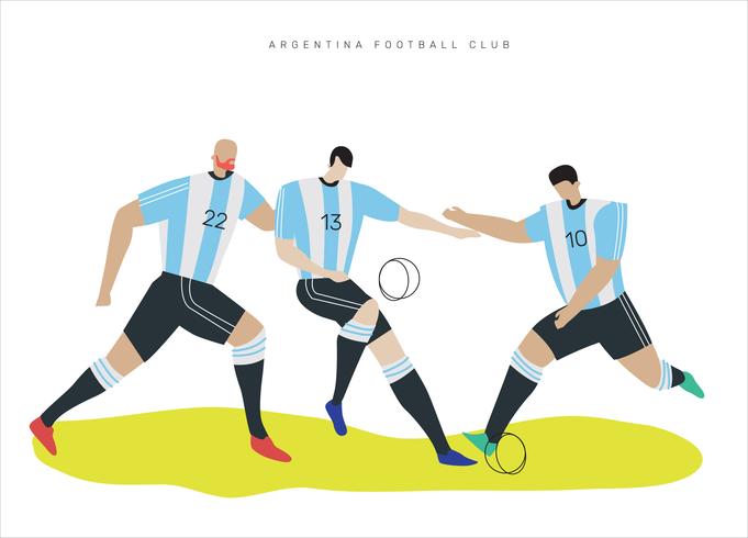 Personajes de fútbol de Argentina Vector ilustración plana