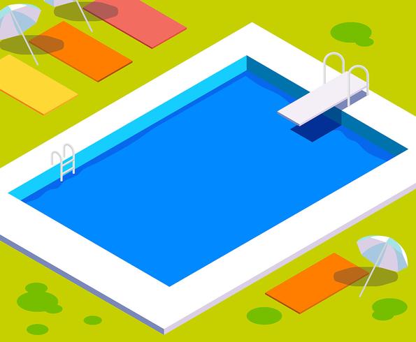 Ilustración de piscina vintage vector